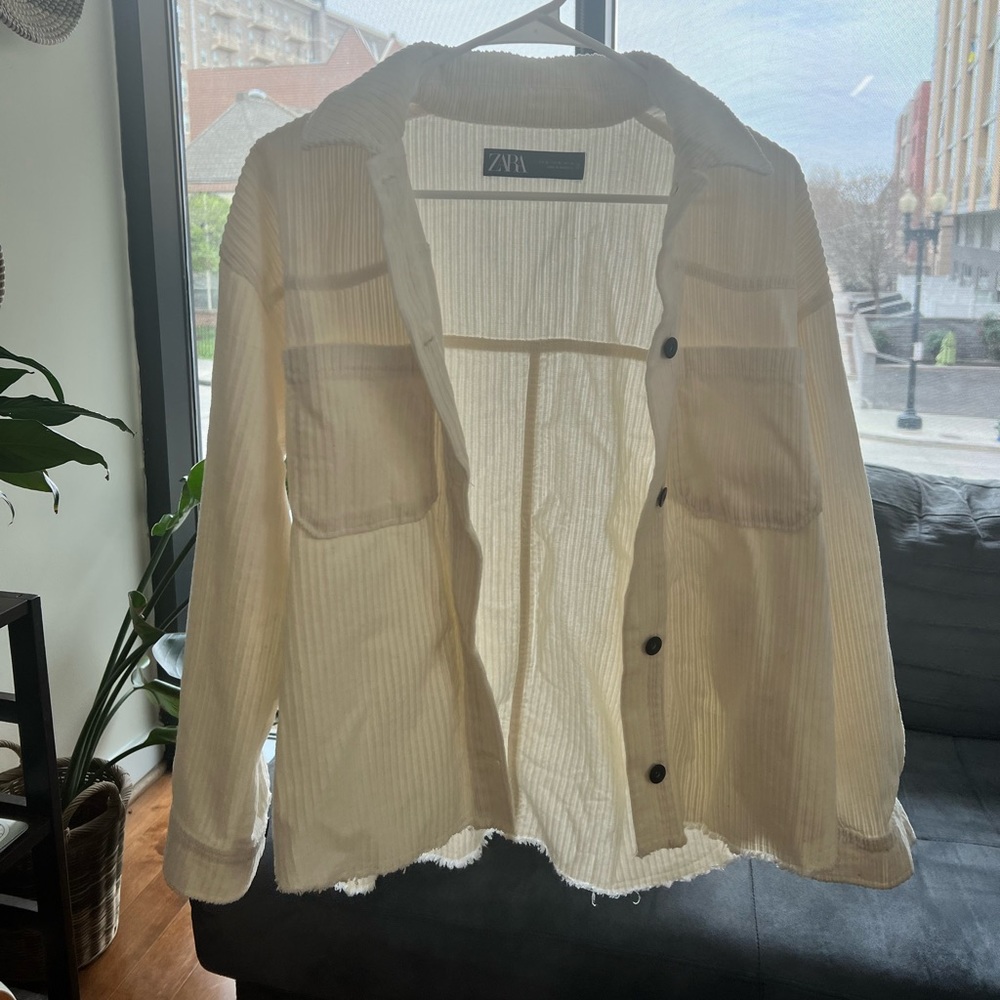 Zara Cream Ribbed Shacket